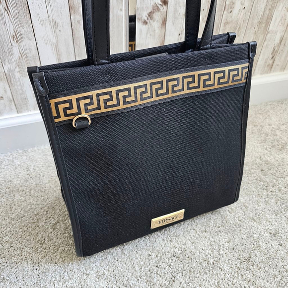 Versace small Tote Bag, Black and Gold - Picture 6 of 13